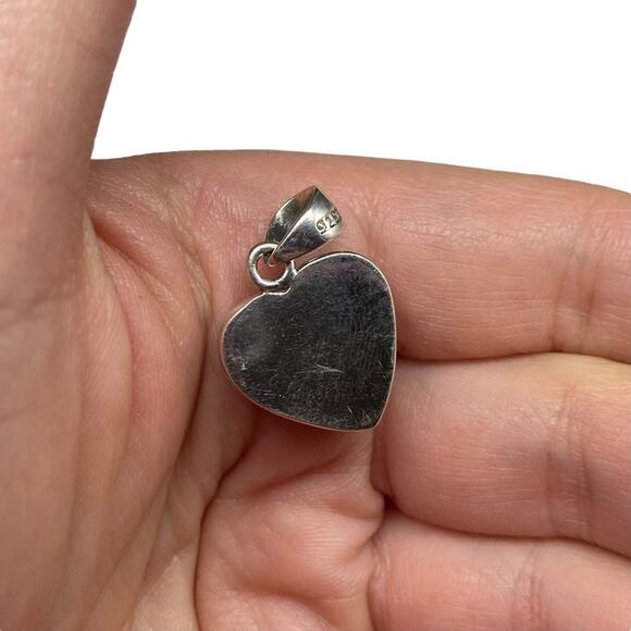 Aura Fire Opal Heart Necklace Pendant Solid 925 Sterling Silver Blue Green - Picture 6 of 6